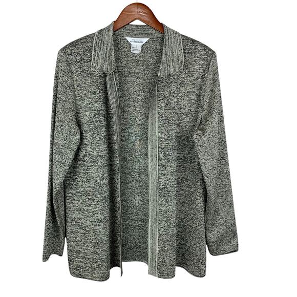 Misook Sweaters - Exclusively Misook Cardigan Open Front Gold Black Metallic Long Sleeve Women's L